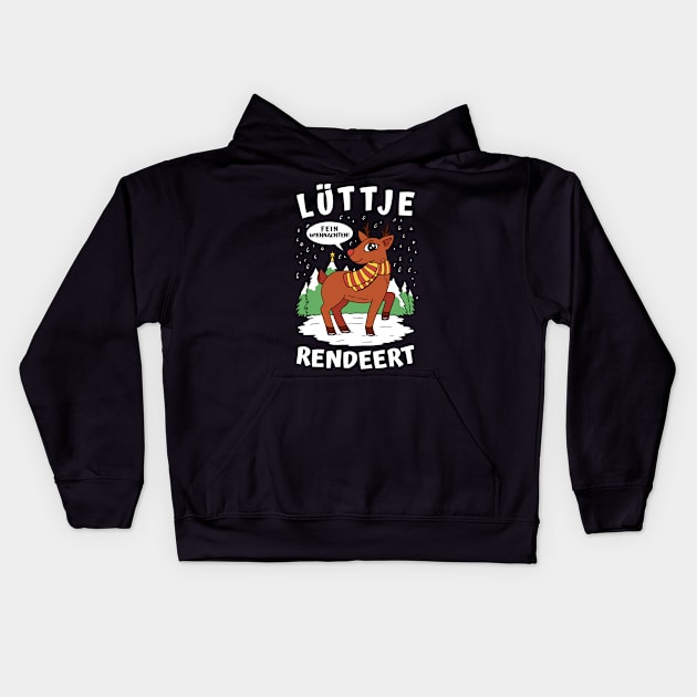 Lüttje Rendeert Little Reindeer Kids Hoodie by DormIronDesigns